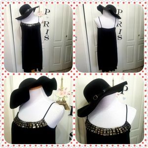 Womens Black Dress with Chunky  stones